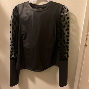 Black Faux Leather Shirt